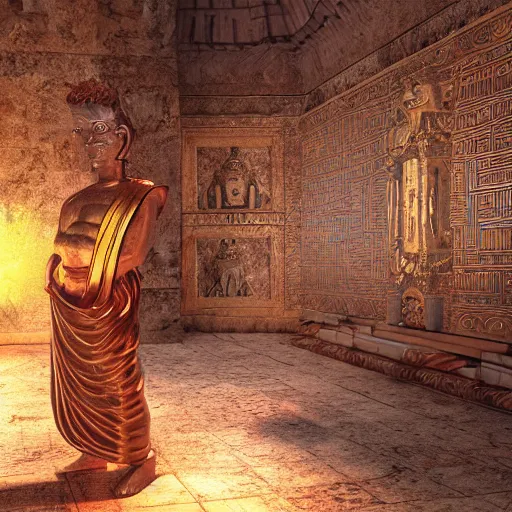 Image similar to all of the gods of the bible, torah, buddhist texts melded into one being, octane render, unreal engine