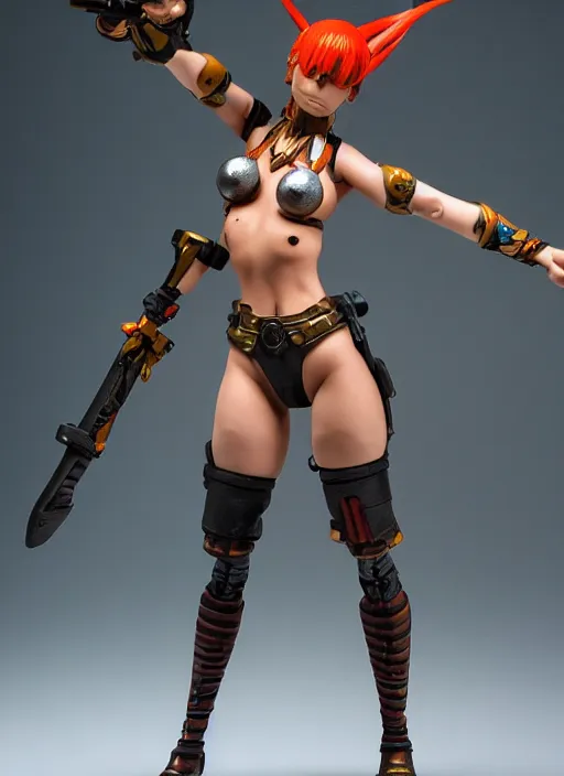 Image similar to Leeloo warhammer figure. Studio lighting, no background.