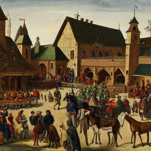 Image similar to a medieval horse market