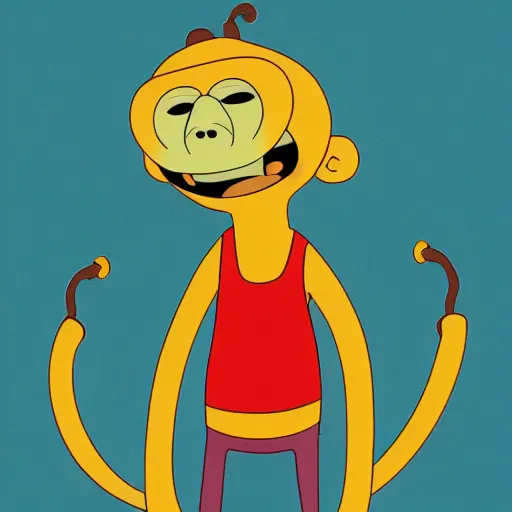 Prompt: a cartoon monkey in the style of adventure time