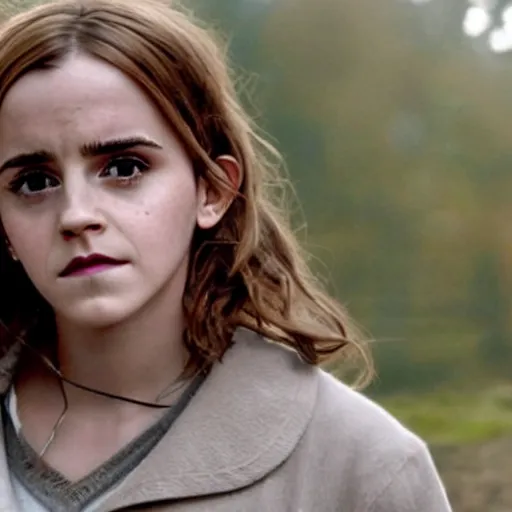 Image similar to Still of Emma Watson as Hermione Granger. Prisoner of Azkaban. During golden hour. Extremely detailed. Beautiful. 4K. Award winning.