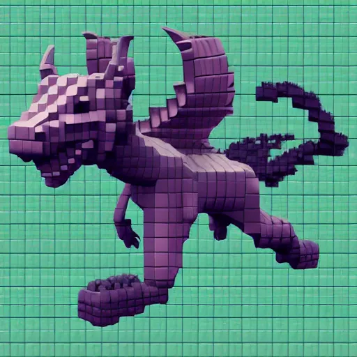 Prompt: a majestic dragon, hd, high quality voxel art