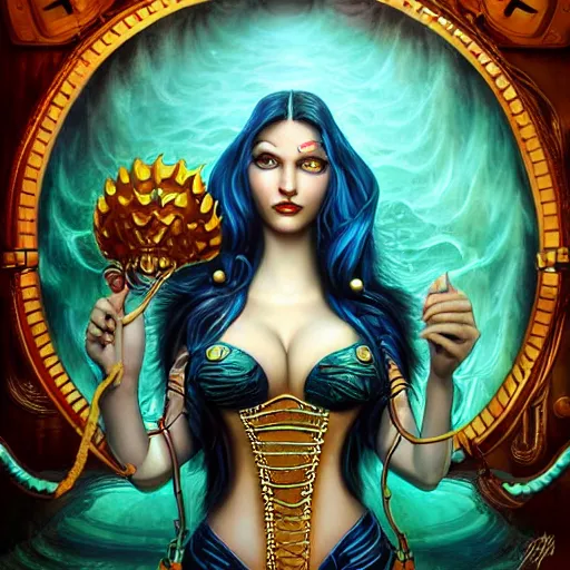 Image similar to underwater naga steampunk portrait, Pixar style, by Tristan Eaton Stanley Artgerm and Tom Bagshaw.