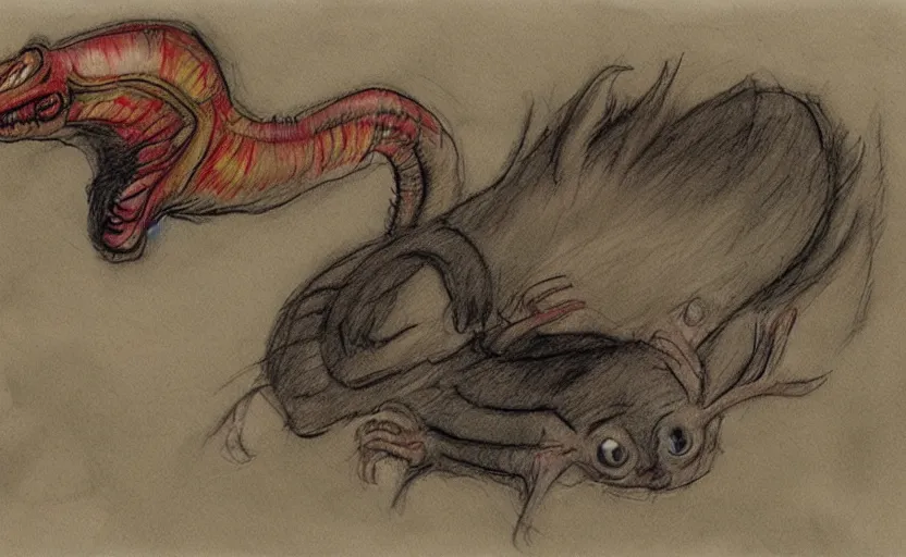 Image similar to a deep funny and gross comic by bill plympton about cats and xenomorphs, crayon, multicolor sketch