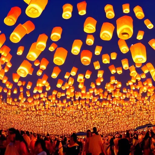 Image similar to Thousands of lanterns float to the night sky at the Thai festival Loi Krathong,