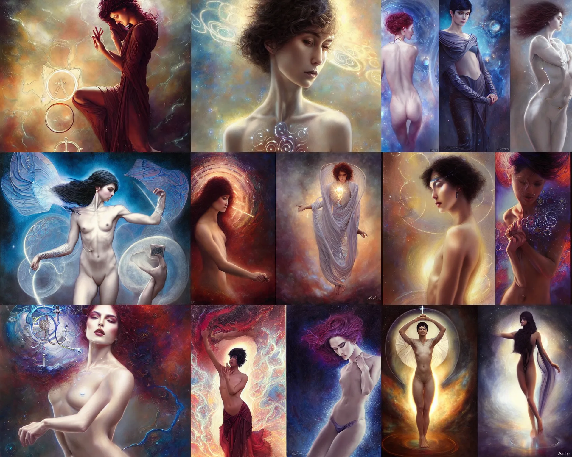 Prompt: communion circuits ; mind links ; thousand - cycle communications - and - relay forms., by arthur adams, by tom bagshaw, by henry asencio, by kikuchi hideyuki