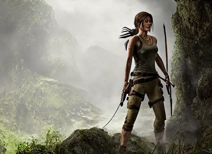 Image similar to film still of!!!! daisy edgar - jones!!! as lara croft in new tomb raider movie, 8 k