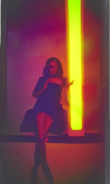 Image similar to colorful chromatic abberation, 9 0 s toy commercial, photo from the 7 0 s, horror lighting, neon lighting, polaroid photo,