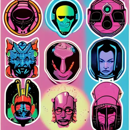 Image similar to 1 9 8 0 s scifi sticker pack, artstation