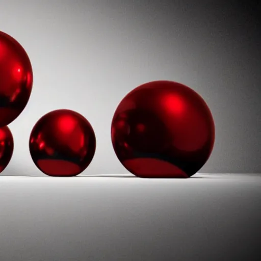 Prompt: chrome spheres on a red cube by judson huss