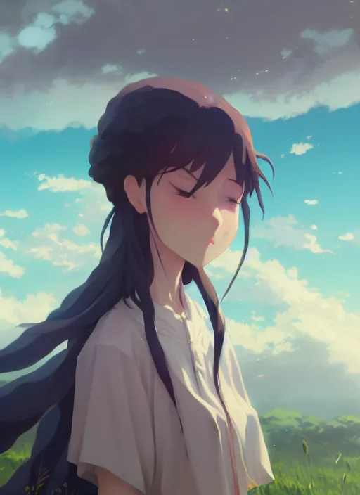 Image similar to portrait of djigokushojo, cloudy sky background lush landscape illustration concept art anime key visual trending pixiv fanbox by wlop and greg rutkowski and makoto shinkai and studio ghibli