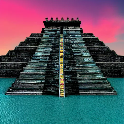 Prompt: Tenochtitlan, extra detailed, digital art, trending on artstation and unreal engine, 8k, green and blue tones only