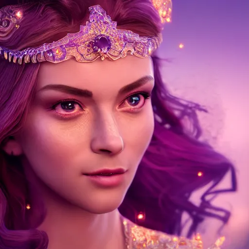 Image similar to wonderful princess of amethyst with fair skin, ornate 8 k gorgeous intricate detailed, accent lighting, dramatic light, octane render