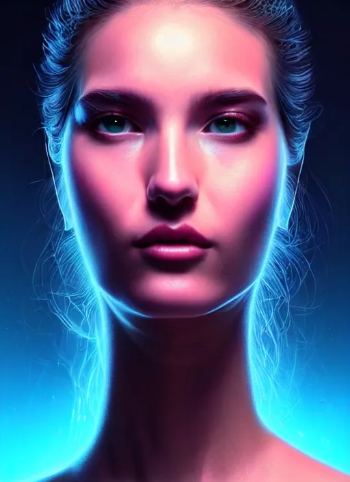 Image similar to a highly detailed long shot photo of very intricate female face portrait, futurism, rococo cyber neon lighting, detailed futuristic fibonacci jewelry, profile posing, hyper photorealistic, crispy quality, digital photography, trending in pinterest, cinematic, 4 k ultra hd, art by pascal blanche, art by greg rutkowski, art by artgerm,