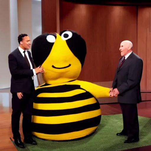 Image similar to a giant bee as a guest in the oprah winfrey show