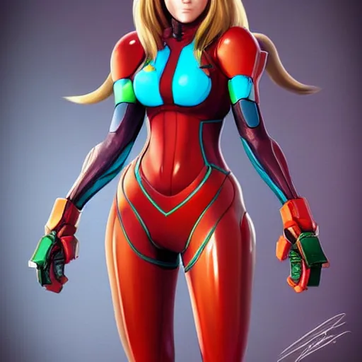 Image similar to Samus Aran Zero Suit Metroid By Protomonkey Art 3d Cgsociety by Artgerm