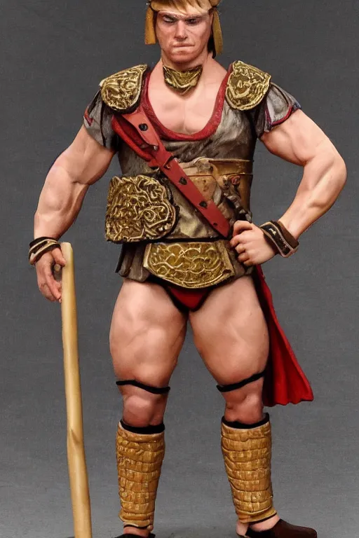 Prompt: sneering roman legioneer, blonde short hair. big muscles. by Everyone.