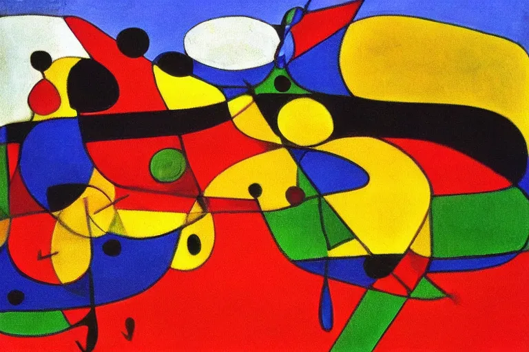 Prompt: a 3 d render of the painting'the tilled field by joan miro'