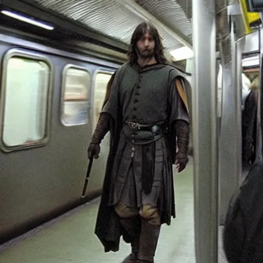 Prompt: Aragorn working on Subway