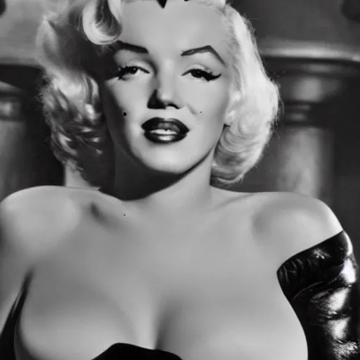 Prompt: black and white cinematic shot of Marilyn Monroe as Catwoman