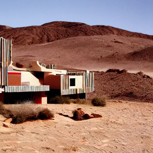 Image similar to big scale baby toy hotel in the dessert, modernism