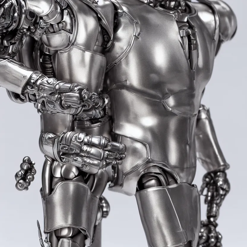 Image similar to extreme close - up of action figures futuristic cyborg tin man from the wiz buck rogers dune the movie, 4 k, highly detailed, award winning, look at all that detail!