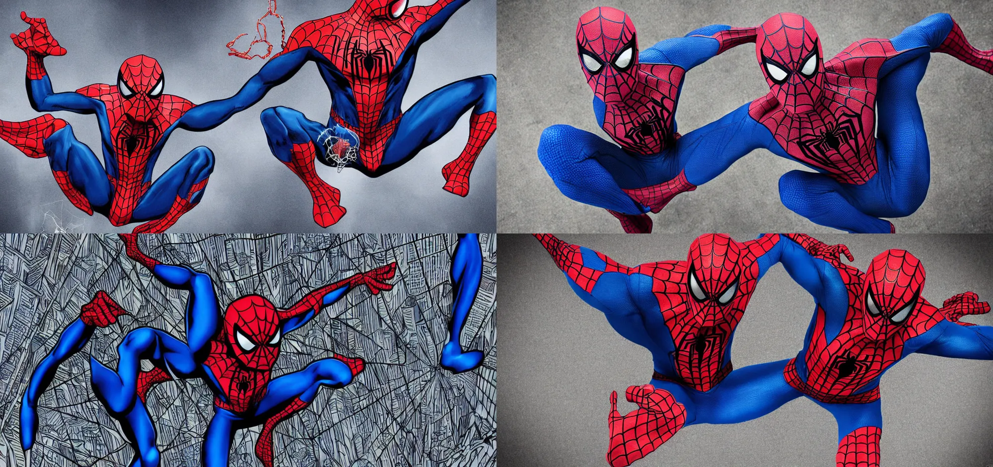 Prompt: Spiderman in Blue and Black