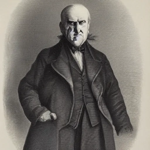 Image similar to a lithograph of an angry old man