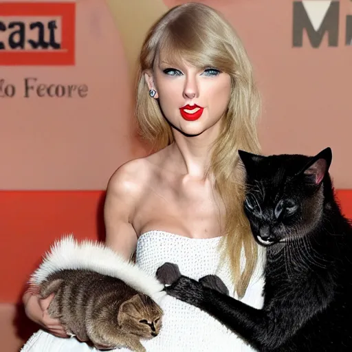 Image similar to Taylor Swift with her cats