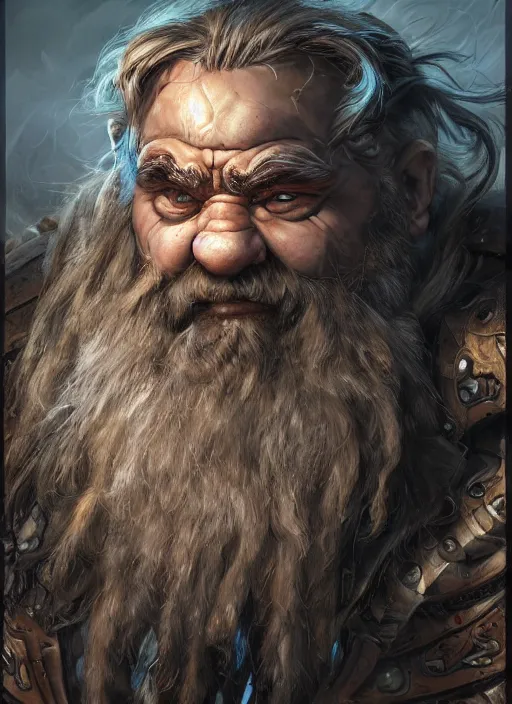 Prompt: a higly detailed airbrush full body shot and face portrait painting of a grim brute male dwarf male character, dynamic lighting, ambient lighting, deviantart, art by artgerm and simon bisley and karol bak