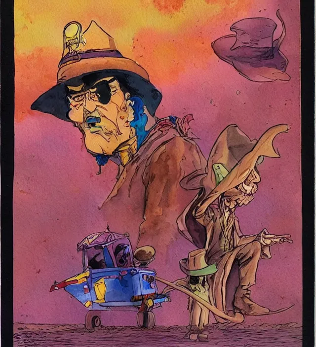 Image similar to a watercolor ink painting of scooby - doo as a wizard / sheriff in the style of jean giraud in the style of moebius trending on artstation deviantart pinterest detailed realistic hd 8 k high resolution