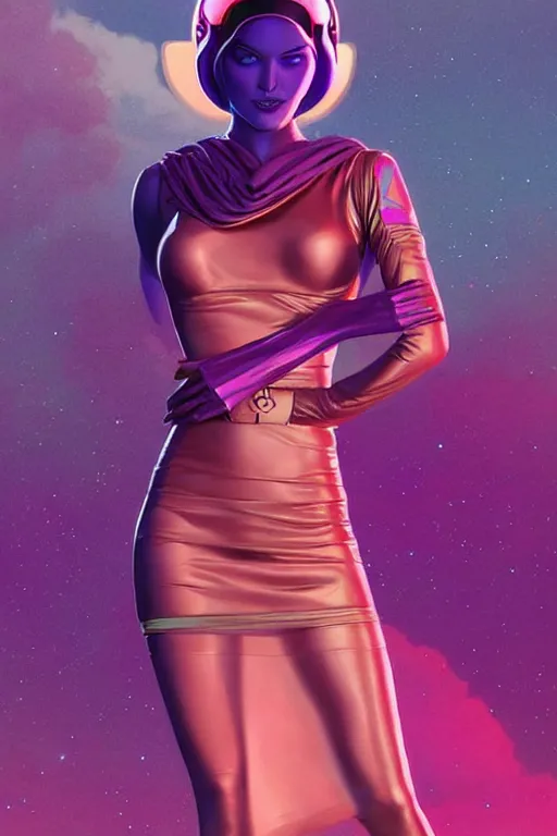 Image similar to 🧕🏽🛸, 8 0 s art deco, artstation, moebius + artgerm, hd,