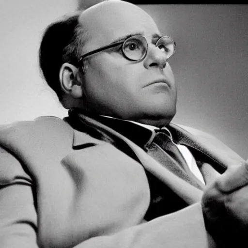 Image similar to George Costanza from Seinfeld as a detective in a Noir Film