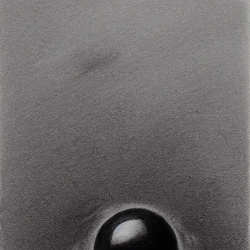 Prompt: a realistic charcoal drawing of a black orb floating over the ocean in the style of Marco Tirelli