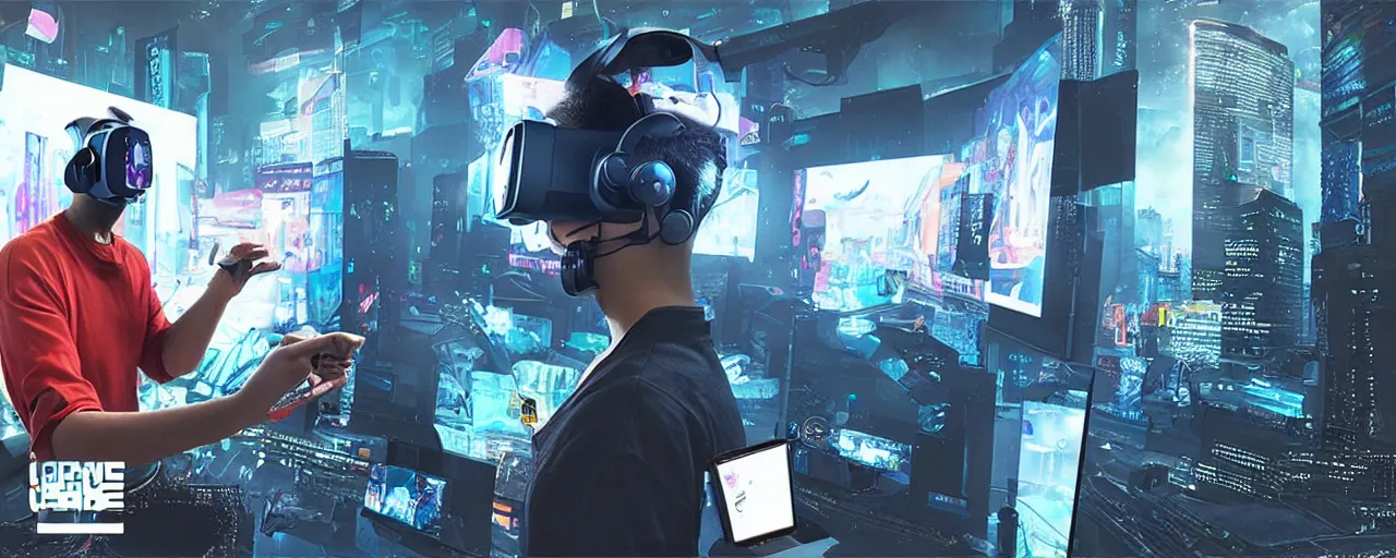 Image similar to advanced complex cyberpunk VR headset