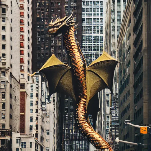 Prompt: photograph of a dragon in new york