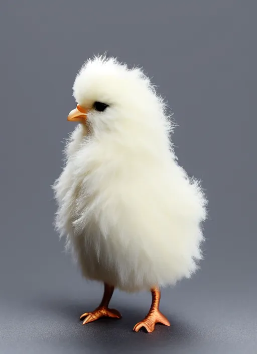 Prompt: 80mm resin detailed miniature of very fluffy chick, Product Introduction Photos, 4K, Full body, simple background