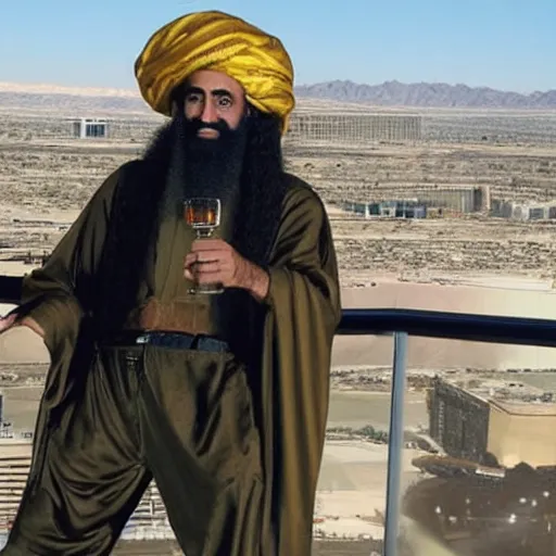 Image similar to Osama Bin Laden having the time of his life in Las Vegas