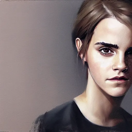 Image similar to portrait of emma watson, artwork by krenz cushart,