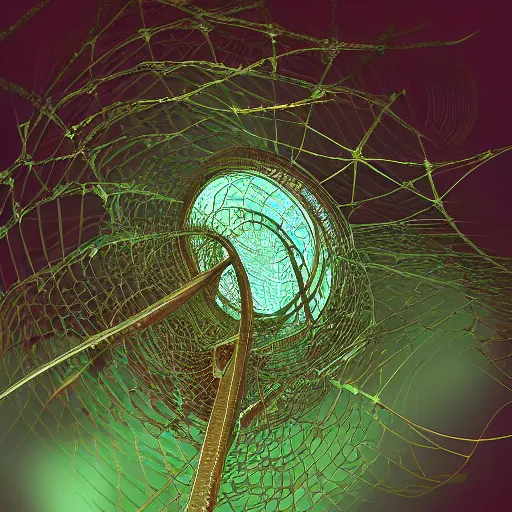 Image similar to A net trap in cyberspace , closeup shot, diffuse lighting, fantasy, intricate, elegant, highly detailed, dreamlike, digital painting, illustration, smooth, sharp focus