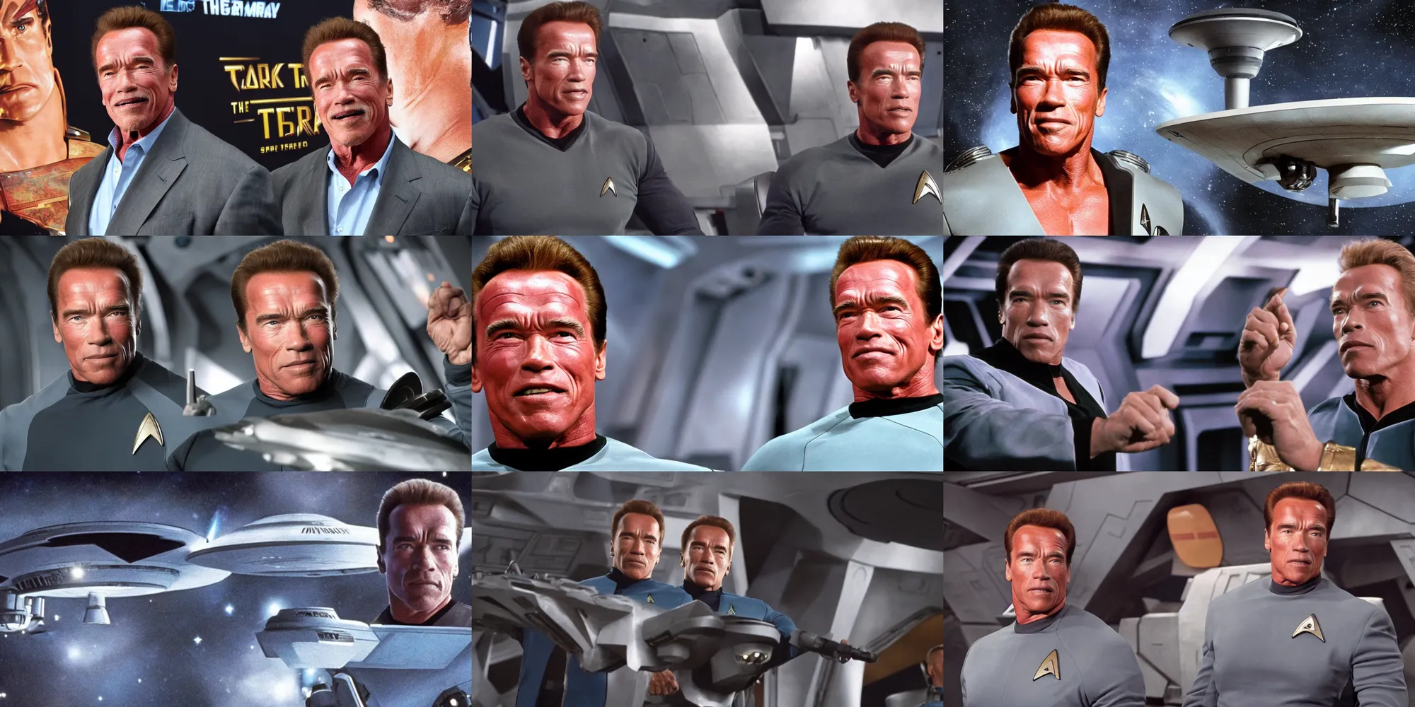 Image similar to Arnold Schwarzenegger is the captain of the starship Enterprise in the new Star Trek movie