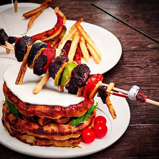 Image similar to kebab cake with candles, hd, food photography from instagram