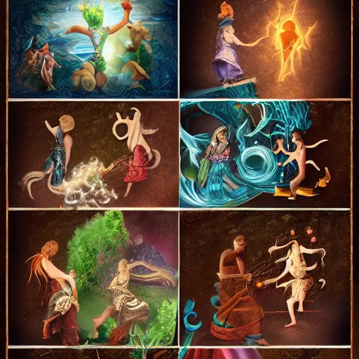 Image similar to The overcoming of the five elements, digital art, 4k