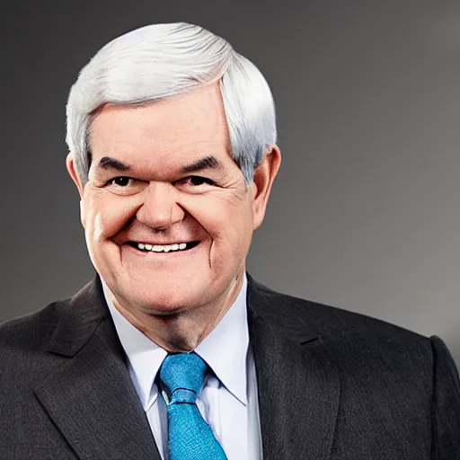 Prompt: Newt Gingrich smiling holding an inanimate carbon rod. Image credit the White House