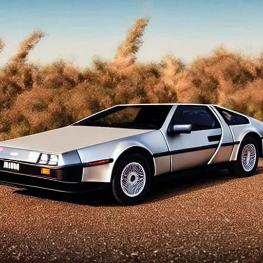 Image similar to a delorean with tiger skin prints on its body,