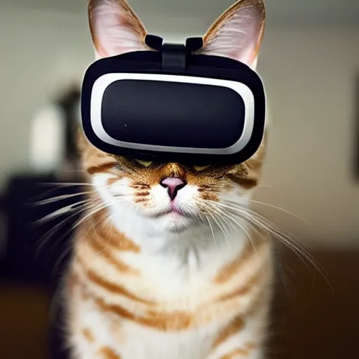 Image similar to a cat wearing a VR headset, logo