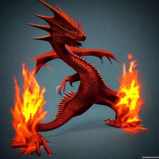 Prompt: 🔥 🐉 🧙♂, blender 3 d render,