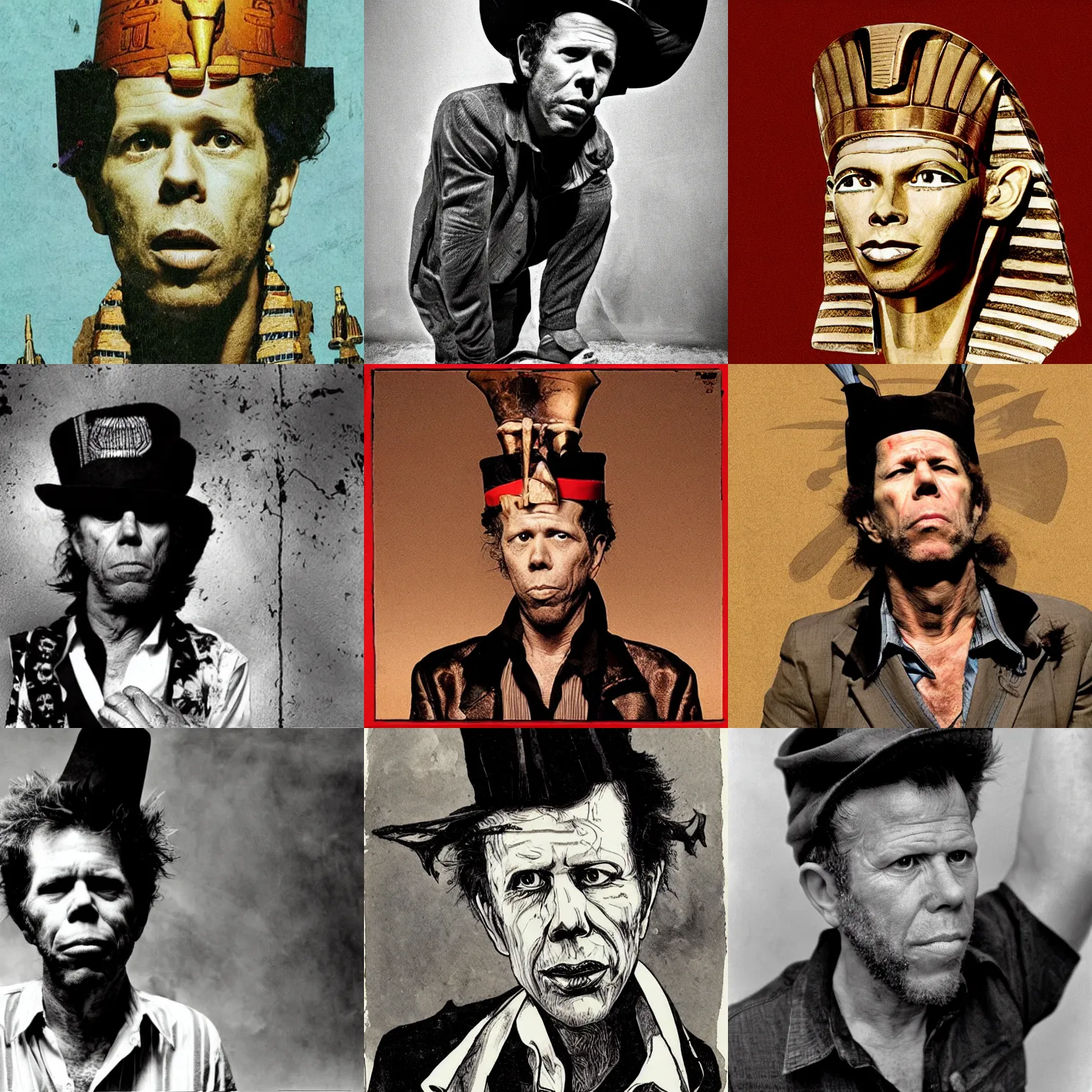 Prompt: tom waits as a pharaoh of egypt