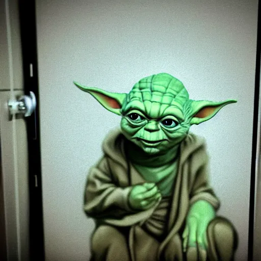 Image similar to sad yoda in toilet