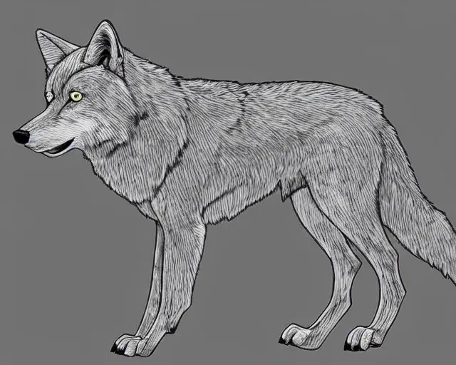 Prompt: professional digital art of a full-body outline of a wolf, super simple, no color, high quality, HD, 8K,